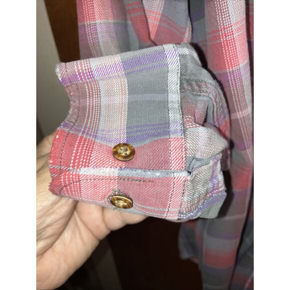 VTG Sears Roebuck Men's Long Sleeve Distressed Flannel Shirt - Size Large* - Picture 6 of 12